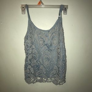 Blue lace crop top